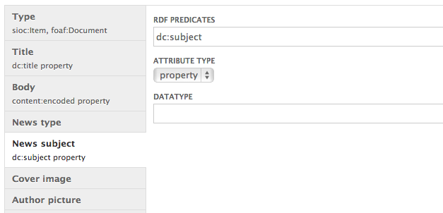 The RDF mapping interface in Drupal 7